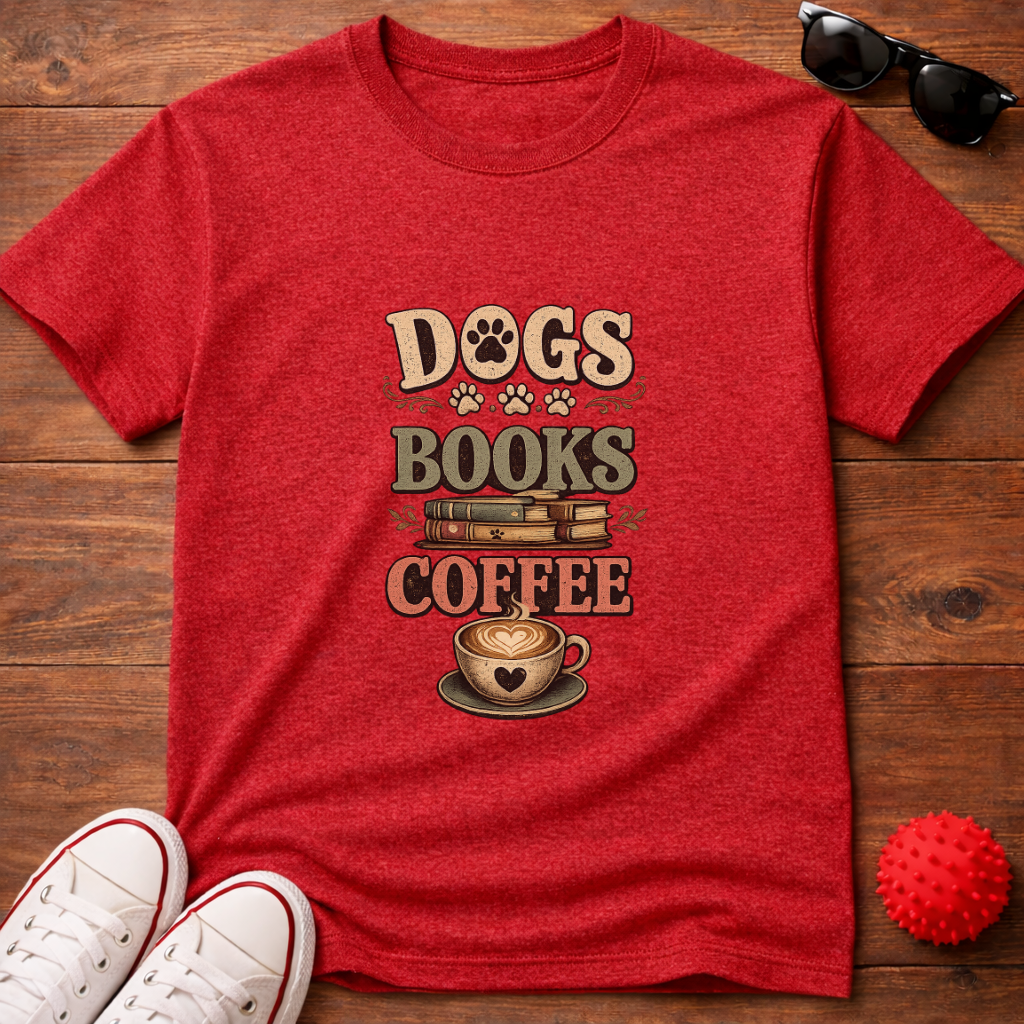 Dogs Books Coffee Tee