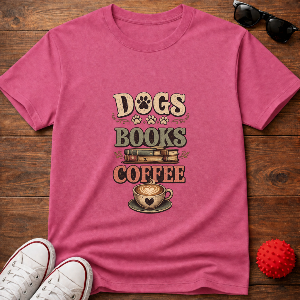 Dogs Books Coffee Tee