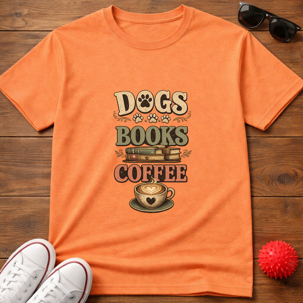 Dogs Books Coffee Tee