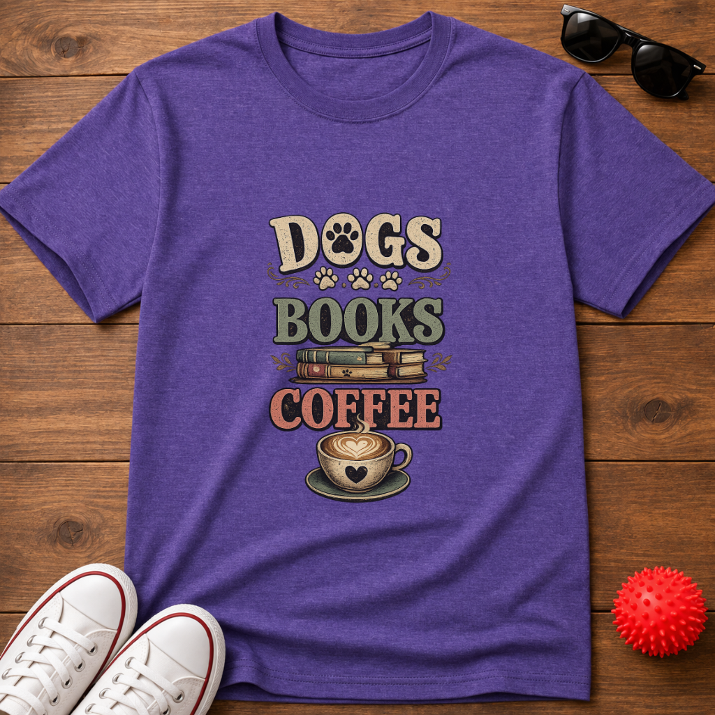 Dogs Books Coffee Tee