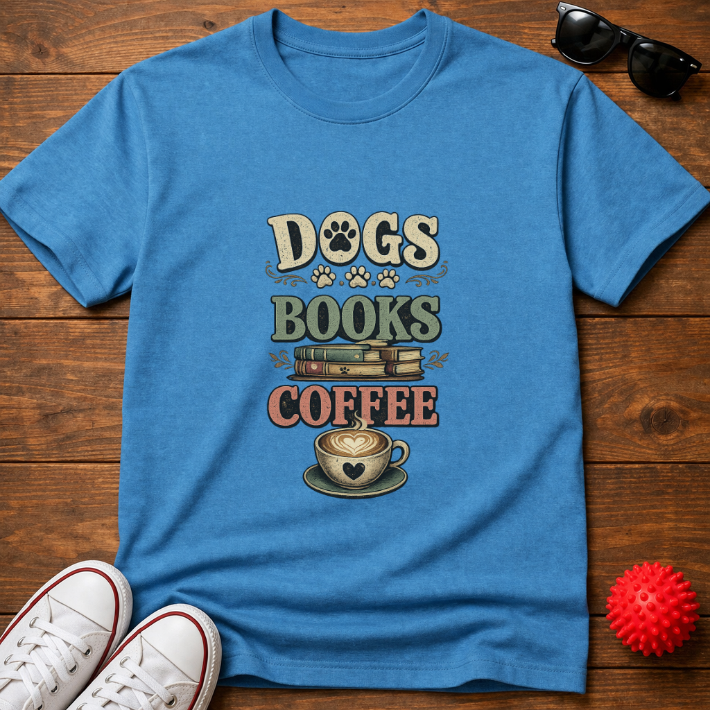 Dogs Books Coffee Tee