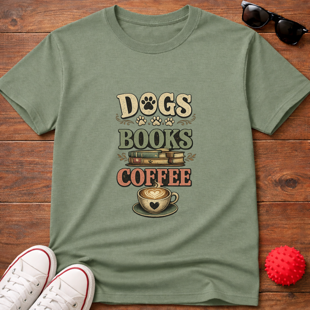 Dogs Books Coffee Tee
