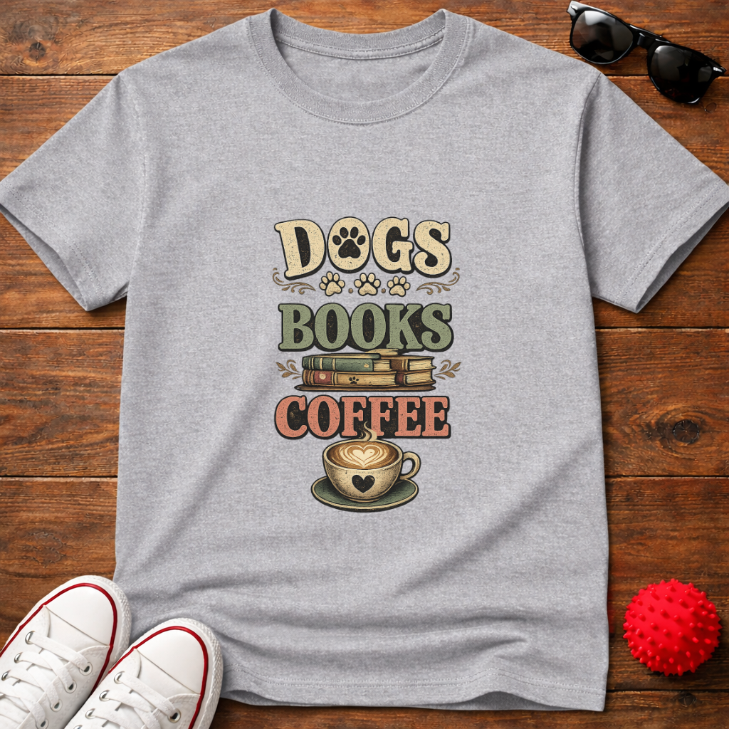 Dogs Books Coffee Tee
